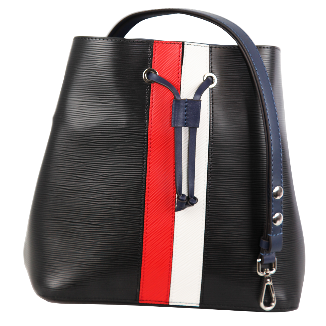 Zeekas Branded Women s Black With Red And White Vertical Stripe Design Tote Drawstring Closure Bucket Luxury Sling Bag Adjustable Leather Shoulder Straps